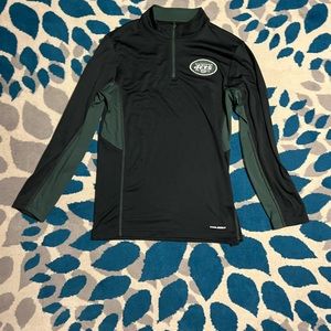 🆕 NFL Majestic Jets Coolbase 1/4 Zip Long Sleeve Shirt.  Mens Size Medium